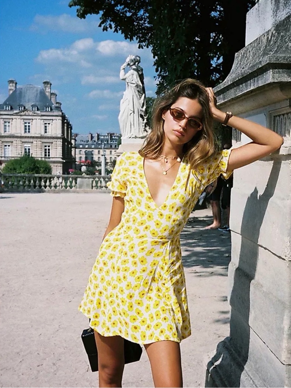 Women’s Yellow Floral Wrap Dress